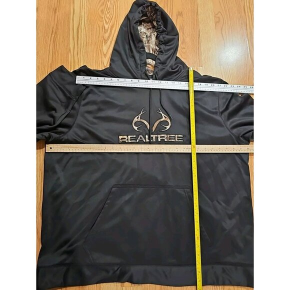 Real Tree Hoodie Men's Sz 3XL Black Green Tan Camo Drawstring Sweatshirt Fleece - Picture 5 of 6